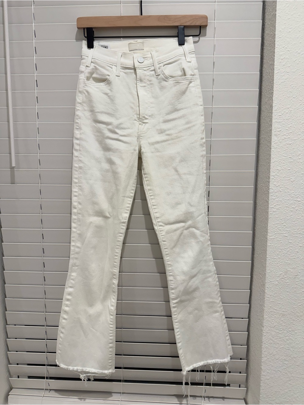 Mother the hustler ankle fray jeans white